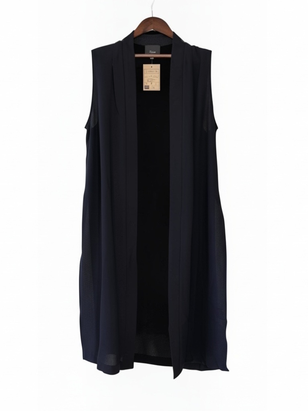 Lumiere Women’s Dark Navy Open Long Vest Layering Piece — Small